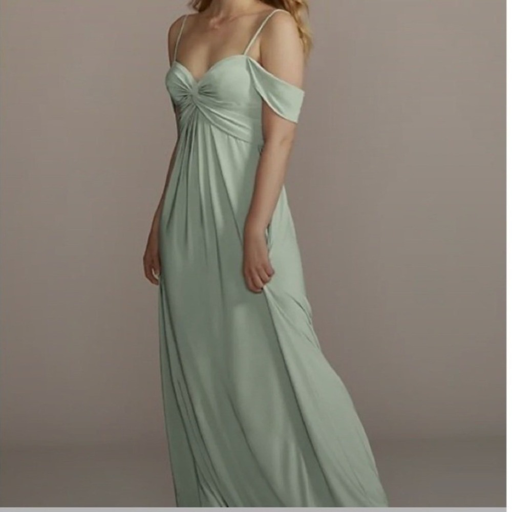 Celebrate DB Studio Womens Sz 10 Jersey Twist Knot Empire Waist Dress Dusty Sage